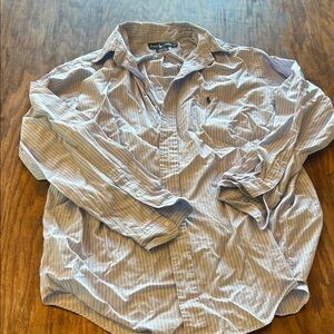 Ralph Lauren Light Blue & White Pinstripe Cotton Button-Down Shirt